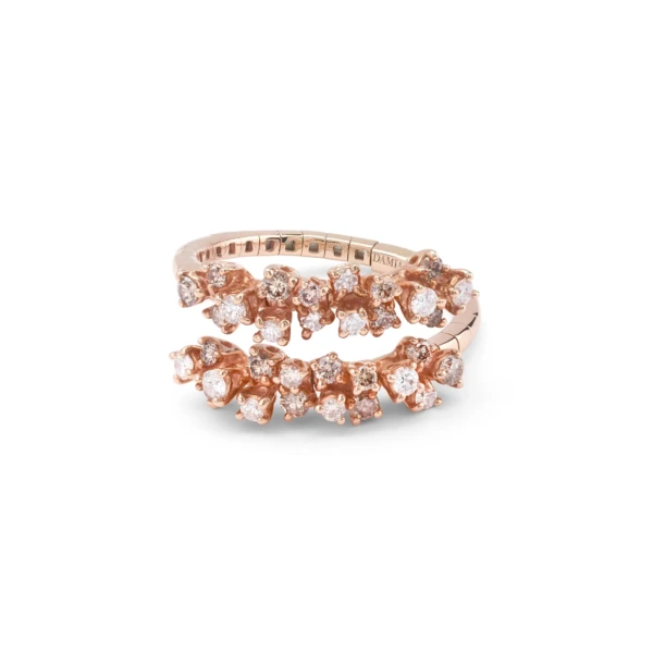 Damiani pierścionek Mimosa flexi DIAS. AND BROWN z diamentami z 18K różowego złota r. 12-14