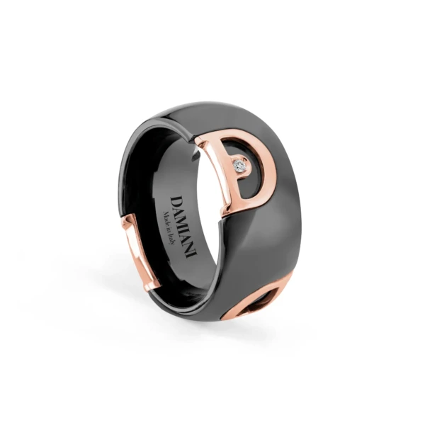 Damiani pierścionek D.icon BLACK CERAMIC z diamentami 18K różowym złotem r. 13