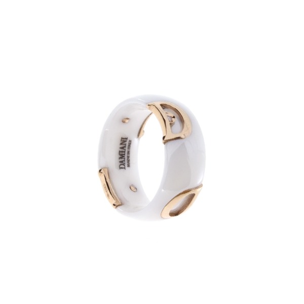 Damiani pierścionek D.icon WHITE CERAMIC DIAS z diamentami z 18K różowym złotem r. 15