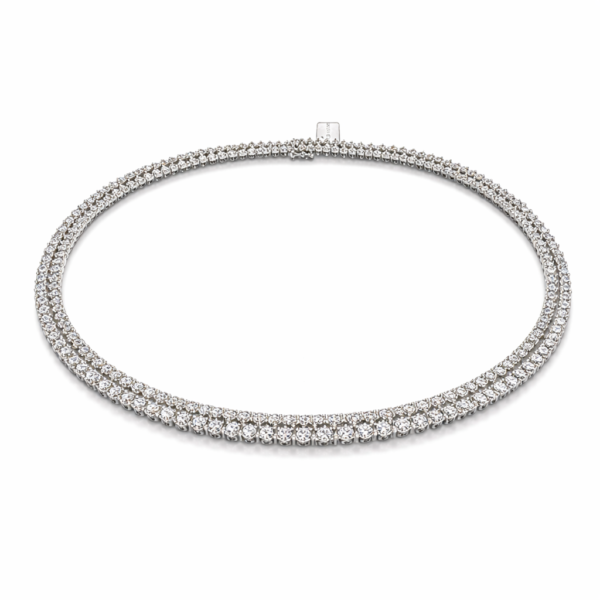 Naszyjnik Hermitage dwurzędowy z diamentami z 18K białego złota