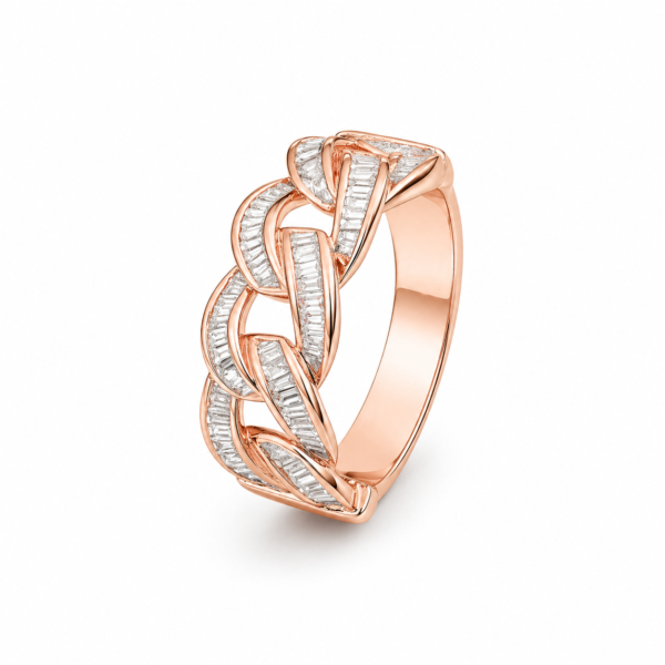 Pierścionek Hermitage Chain z diamentami z 18K różowego złota r.15