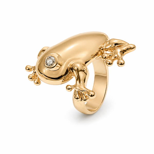 Pierścionek Hermitage Złota Żaba z diamentami z 18K różowego złota r.22