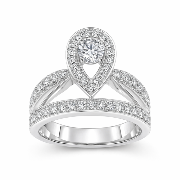 Pierścionek Hermitage Korona z diamentami z 18K białego złota r.12