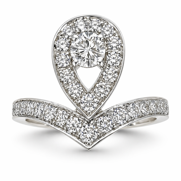 Pierścionek Hermitage Korona z diamentami z 18K białego złota r.13