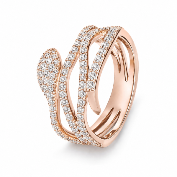 Pierścionek Hermitage Snake Thin z diamentami z 18K różowego złota r.12