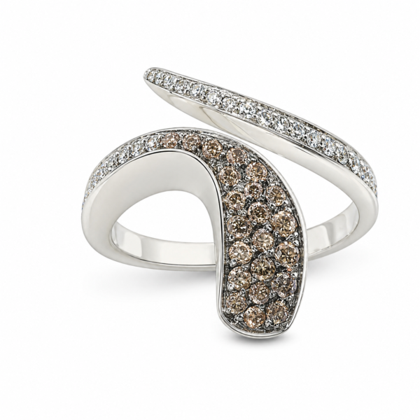 Pierścionek Hermitage Snake z diamentami z 18K białego złota r.18